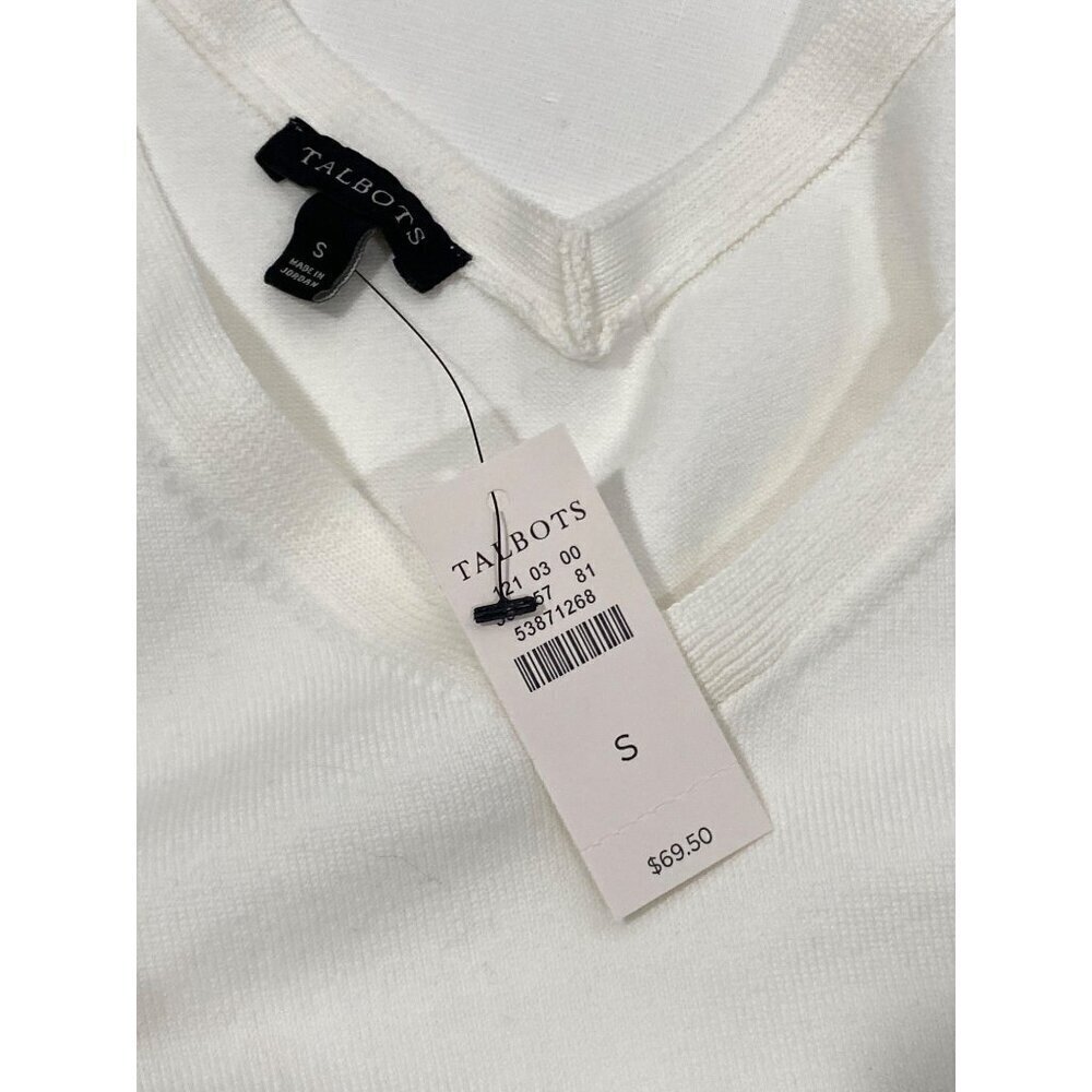 Talbots Womens White V-Neck Sleeveless knot Top Side Tie Detail NWT women's S - Picture 6 of 8